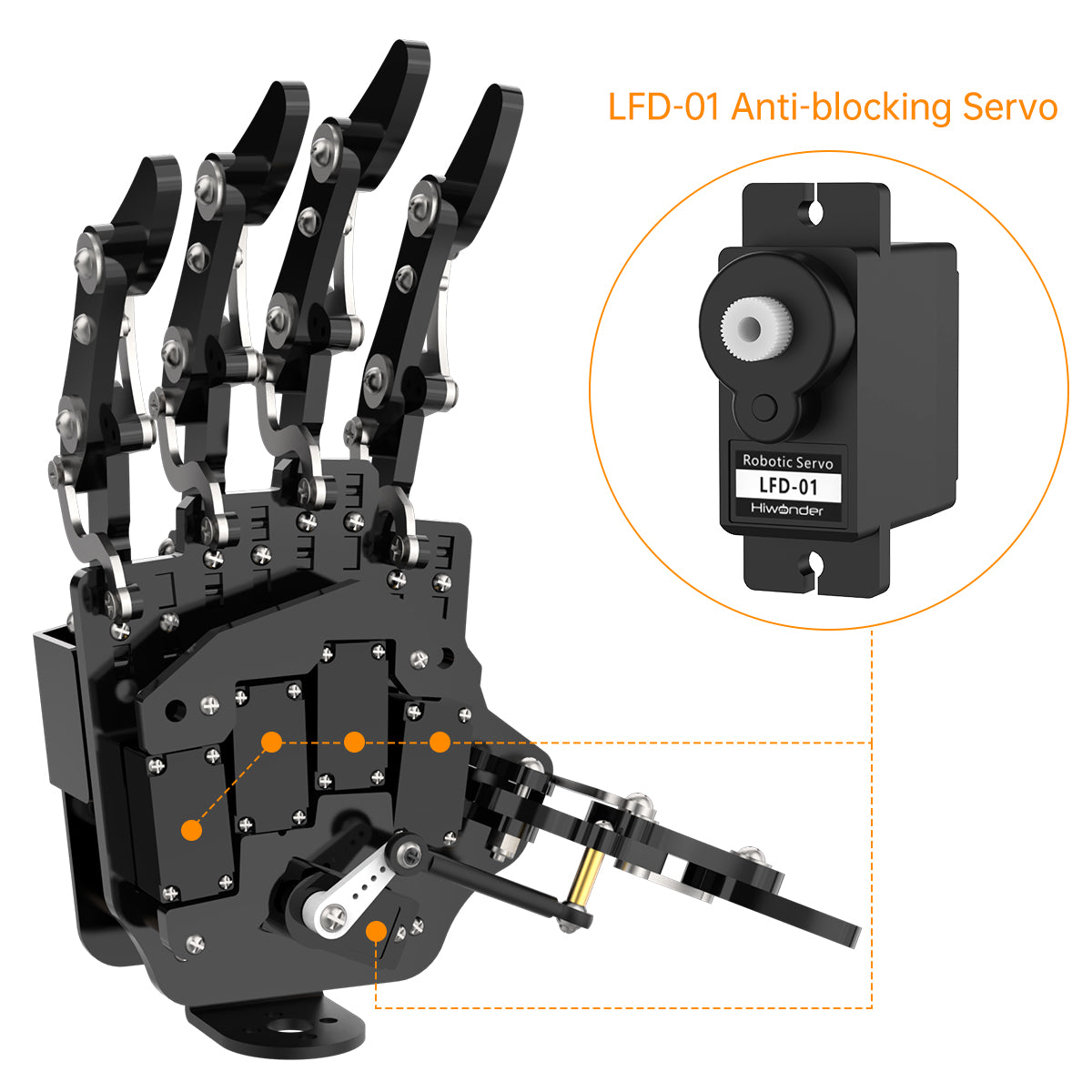 uHand: Hiwonder Robotic Hand Fingers Move Individually for Robot DIY uHand: Hiwonder Robotic Hand Fingers Move Individually for Robot DIY